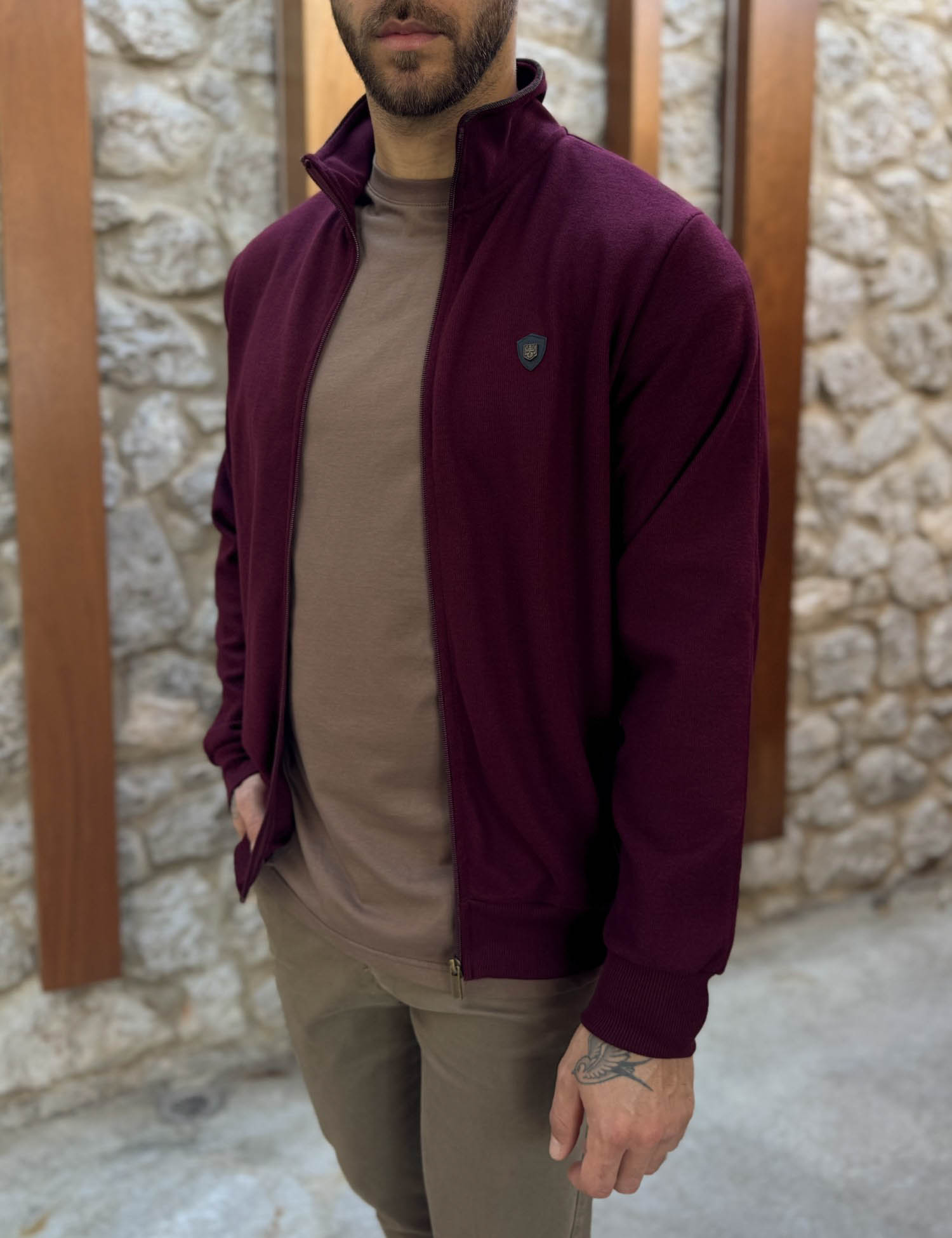 Everbest ανδρική Plus Size μπορντό ζακέτα με ριπ ύφασμα 261038B φωτογραφία